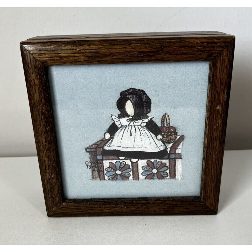 Signed Vintage Glynda Turley Amish Ragdoll 1985 Print Framed Box